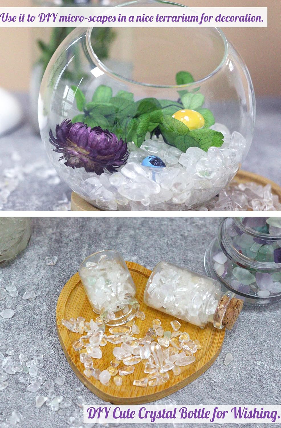 Fluorite Aquarium Gravel Rocks Natural Tumbled Healing Crystal Chips Bulk Gemstones Tumbled Crushed Stones for Fountain Vase Filler Planters Decorative Fish Tank Potted Reiki Energy Balancing 0.44lb