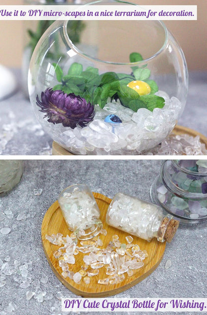 Fluorite Aquarium Gravel Rocks Natural Tumbled Healing Crystal Chips Bulk Gemstones Tumbled Crushed Stones for Fountain Vase Filler Planters Decorative Fish Tank Potted Reiki Energy Balancing 0.44lb