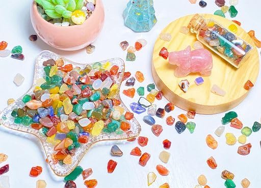 Fluorite Aquarium Gravel Rocks Natural Tumbled Healing Crystal Chips Bulk Gemstones Tumbled Crushed Stones for Fountain Vase Filler Planters Decorative Fish Tank Potted Reiki Energy Balancing 0.44lb