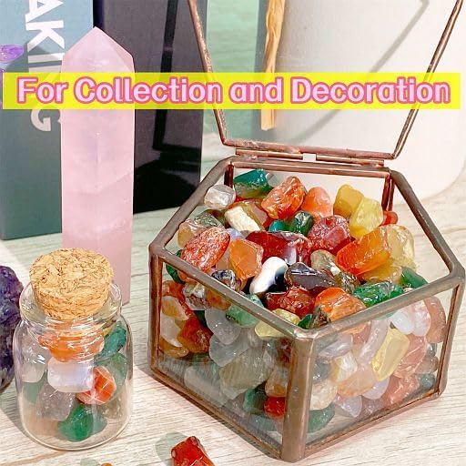Fluorite Aquarium Gravel Rocks Natural Tumbled Healing Crystal Chips Bulk Gemstones Tumbled Crushed Stones for Fountain Vase Filler Planters Decorative Fish Tank Potted Reiki Energy Balancing 0.44lb