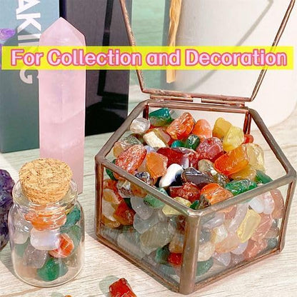 Fluorite Aquarium Gravel Rocks Natural Tumbled Healing Crystal Chips Bulk Gemstones Tumbled Crushed Stones for Fountain Vase Filler Planters Decorative Fish Tank Potted Reiki Energy Balancing 0.44lb