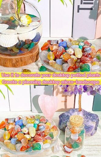 Fluorite Aquarium Gravel Rocks Natural Tumbled Healing Crystal Chips Bulk Gemstones Tumbled Crushed Stones for Fountain Vase Filler Planters Decorative Fish Tank Potted Reiki Energy Balancing 0.44lb