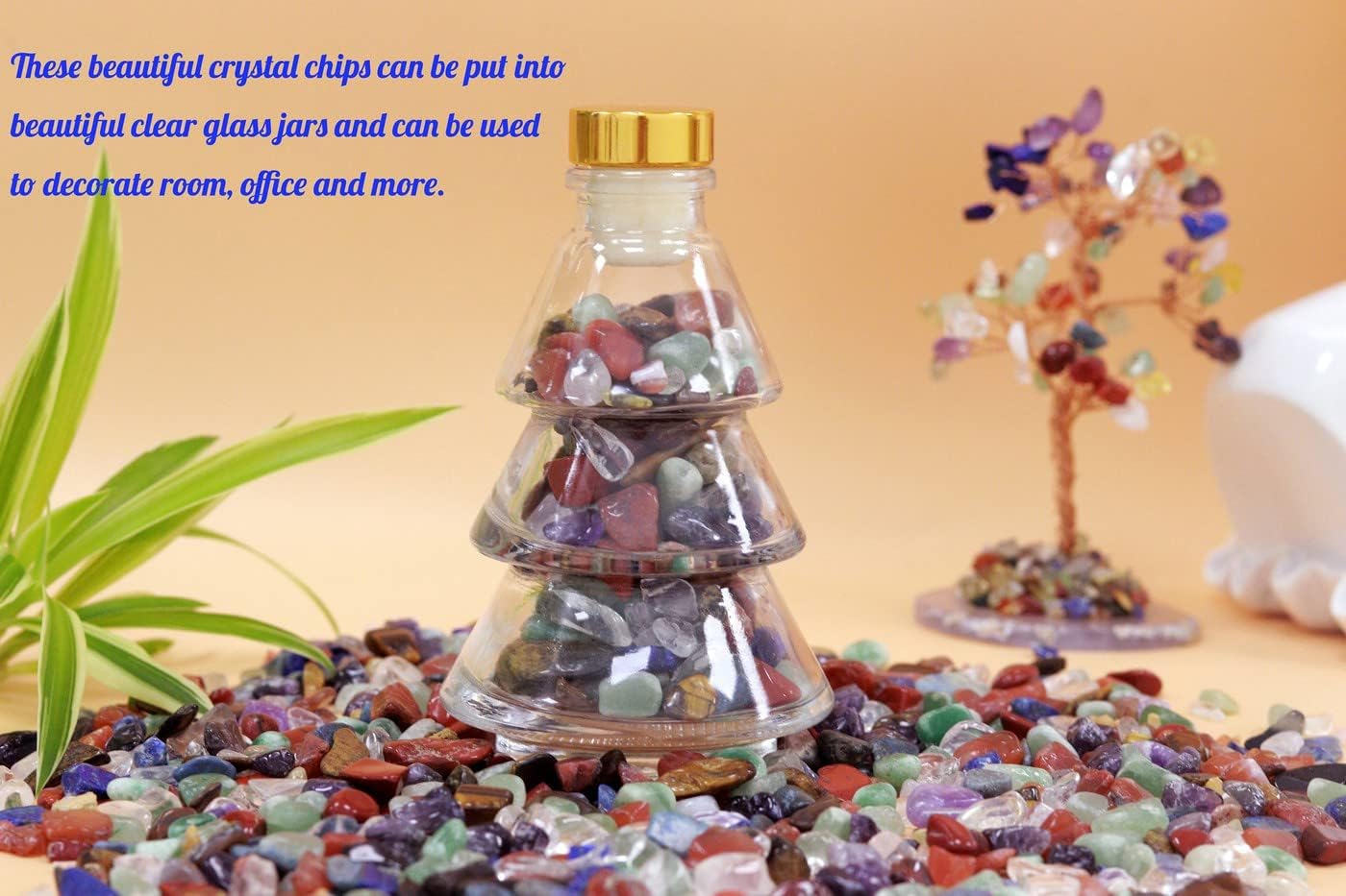 Fluorite Aquarium Gravel Rocks Natural Tumbled Healing Crystal Chips Bulk Gemstones Tumbled Crushed Stones for Fountain Vase Filler Planters Decorative Fish Tank Potted Reiki Energy Balancing 0.44lb