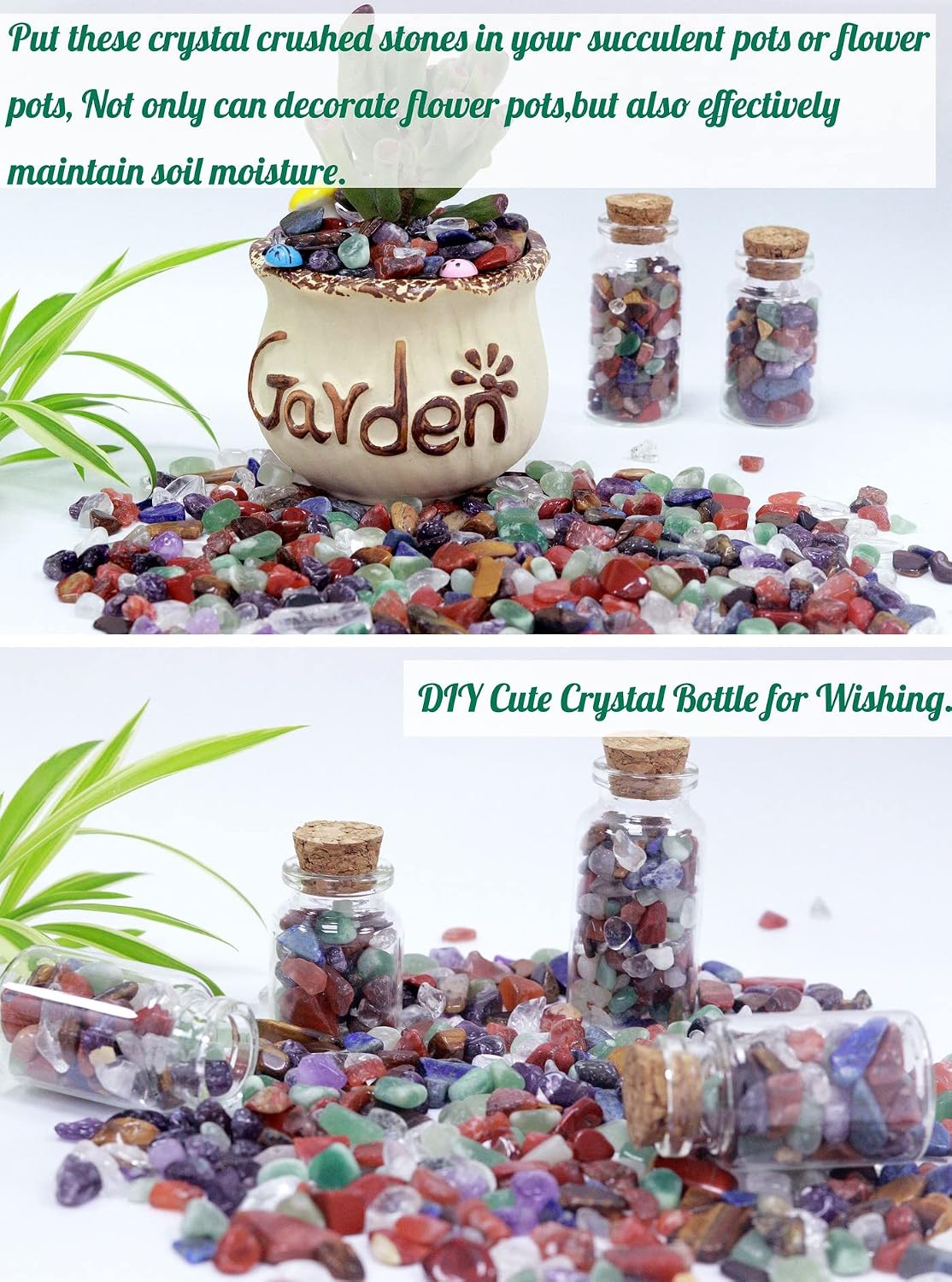 Fluorite Aquarium Gravel Rocks Natural Tumbled Healing Crystal Chips Bulk Gemstones Tumbled Crushed Stones for Fountain Vase Filler Planters Decorative Fish Tank Potted Reiki Energy Balancing 0.44lb
