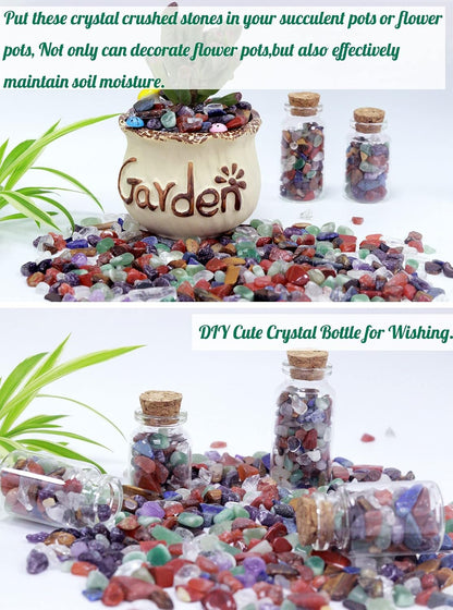 Fluorite Aquarium Gravel Rocks Natural Tumbled Healing Crystal Chips Bulk Gemstones Tumbled Crushed Stones for Fountain Vase Filler Planters Decorative Fish Tank Potted Reiki Energy Balancing 0.44lb