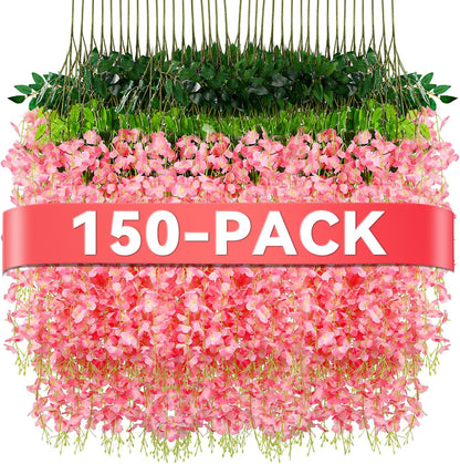 Alotiki Wisteria Hanging Flowers,50 Pack Fake Hanging Flowers,Wisteria Artificiales Garland for Home Wedding Arch Floral Party Garden Ceremony Outdoor Decor,3.6 Feet Long(50,Purple)