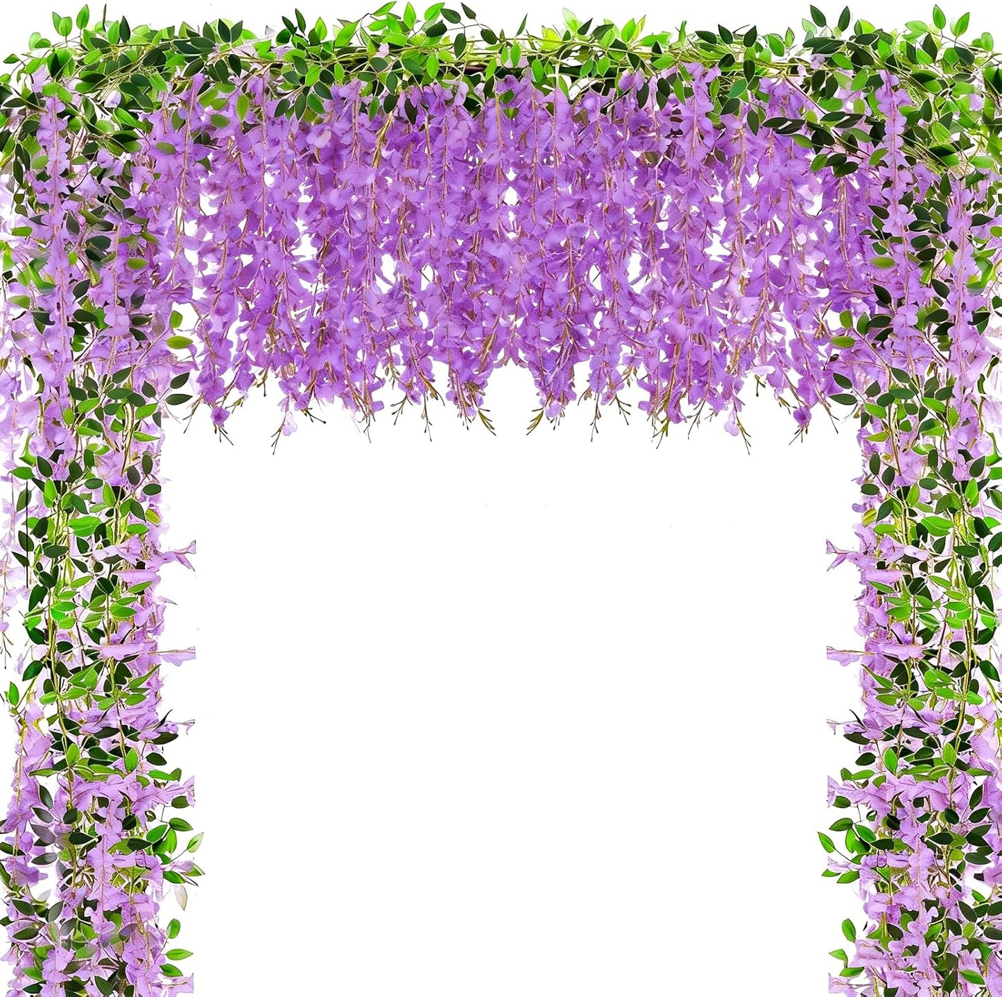 Alotiki Wisteria Hanging Flowers,50 Pack Fake Hanging Flowers,Wisteria Artificiales Garland for Home Wedding Arch Floral Party Garden Ceremony Outdoor Decor,3.6 Feet Long(50,Purple)