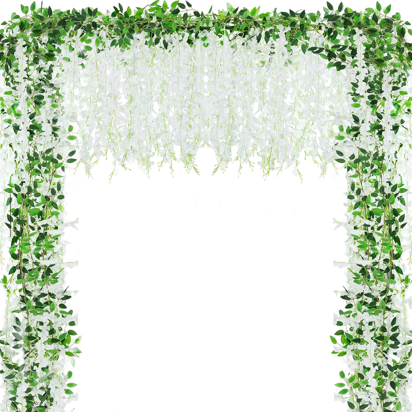 Alotiki Wisteria Hanging Flowers,50 Pack Fake Hanging Flowers,Wisteria Artificiales Garland for Home Wedding Arch Floral Party Garden Ceremony Outdoor Decor,3.6 Feet Long(50,Purple)