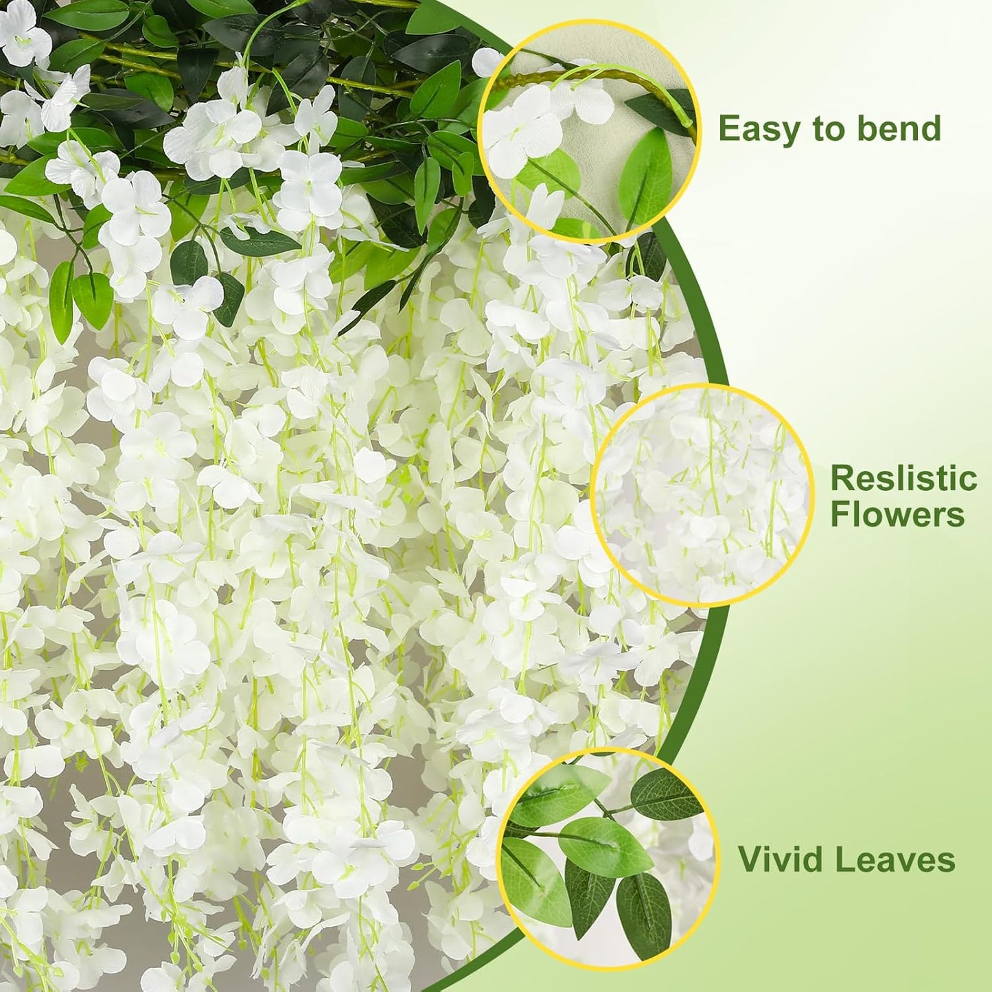 Alotiki Wisteria Hanging Flowers,50 Pack Fake Hanging Flowers,Wisteria Artificiales Garland for Home Wedding Arch Floral Party Garden Ceremony Outdoor Decor,3.6 Feet Long(50,Purple)