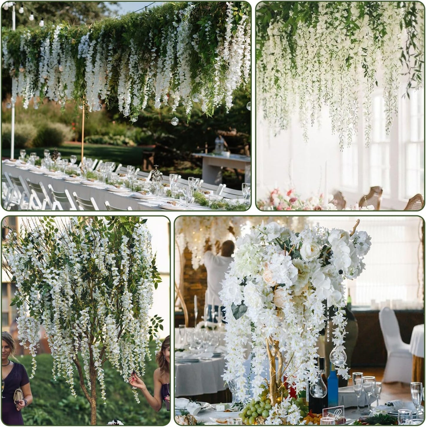 Alotiki Wisteria Hanging Flowers,50 Pack Fake Hanging Flowers,Wisteria Artificiales Garland for Home Wedding Arch Floral Party Garden Ceremony Outdoor Decor,3.6 Feet Long(50,Purple)