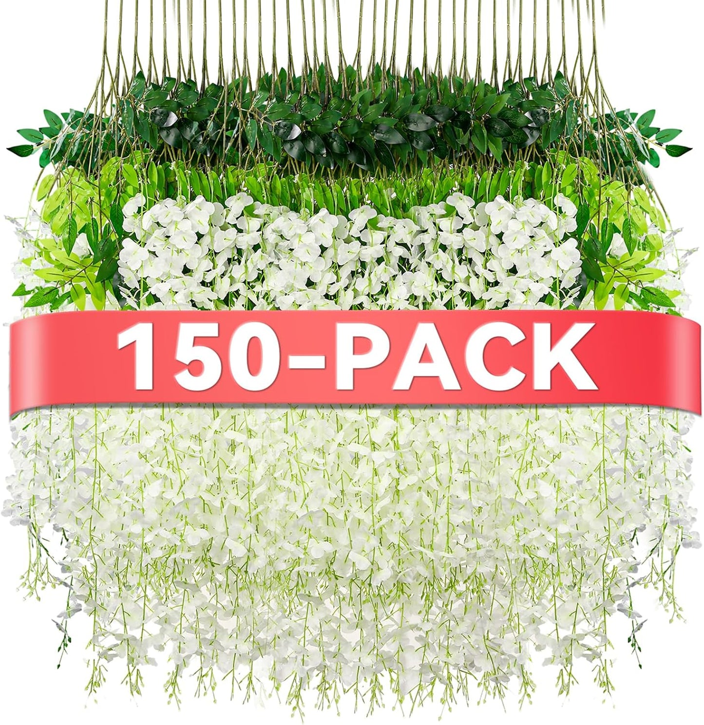 Alotiki Wisteria Hanging Flowers,50 Pack Fake Hanging Flowers,Wisteria Artificiales Garland for Home Wedding Arch Floral Party Garden Ceremony Outdoor Decor,3.6 Feet Long(50,Purple)