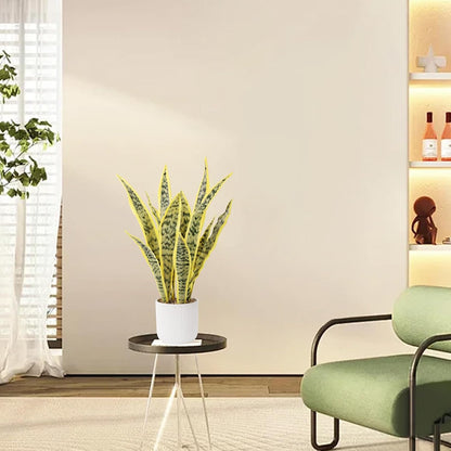 Artificial Realistic Snake Plant 21.5" with White Pot | Fake Sansevieria Greenery Plants Faux Snake Plant for Home Office Living Room Housewarming Gifts Indoor Decor-LightYellow