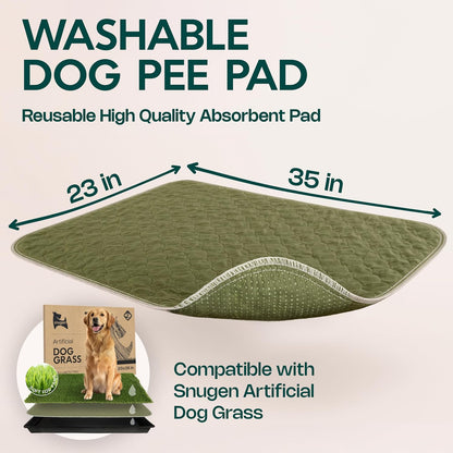 Dog Grass Pad with Tray 23”x35” – Soft-Touch Artificial Grass Pad for Dogs Potty with Pee Pads Washable & Puppy Porch Potty Tray – Dog Litter Box Indoor & Outdoor, Pet Turf for Puppy Toilet Training