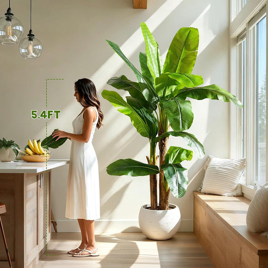 Big Faux Tropical Bananas Trees Tall Artificial Banana Tree Indoor Outdoor Realistic Floor Plant Large Fake Plants for House Home Living Room Office Front Porch Decor Outside Patio para decoracion