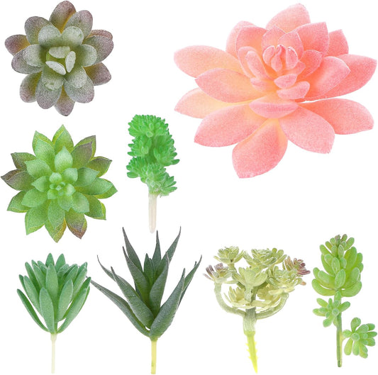 8 Pack Artificial Succulents Unpotted, Realistic Fake Cactus Echeveria Rosette Faux Plants for DIY Terrarium, Wedding Decor, Office Desk, Bathroom Shelf, Home Accents