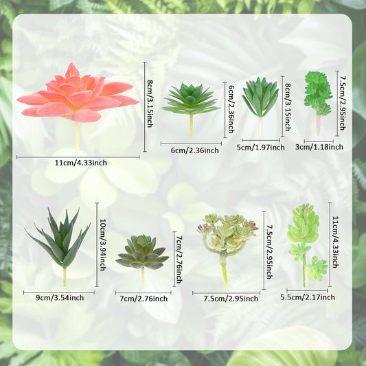 8 Pack Artificial Succulents Unpotted, Realistic Fake Cactus Echeveria Rosette Faux Plants for DIY Terrarium, Wedding Decor, Office Desk, Bathroom Shelf, Home Accents