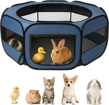 Extra Large Small Animal Playpen, Waterproof Foldable Pet Pen,Dark Grey | Claw-Resistant Mesh With Thickened Waterproof Base, Side & Top Dual Doors, Easy To Fold Design For Indoor And Outdoor Use
