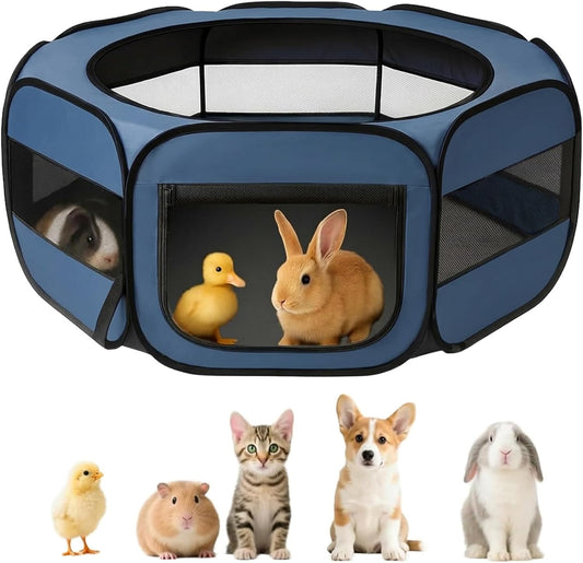 Extra Large Small Animal Playpen, Waterproof Foldable Pet Pen,Dark Grey | Claw-Resistant Mesh With Thickened Waterproof Base, Side & Top Dual Doors, Easy To Fold Design For Indoor And Outdoor Use