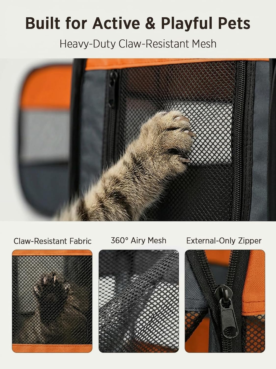 Extra Large Small Animal Playpen, Waterproof Foldable Pet Pen,Dark Grey | Claw-Resistant Mesh With Thickened Waterproof Base, Side & Top Dual Doors, Easy To Fold Design For Indoor And Outdoor Use