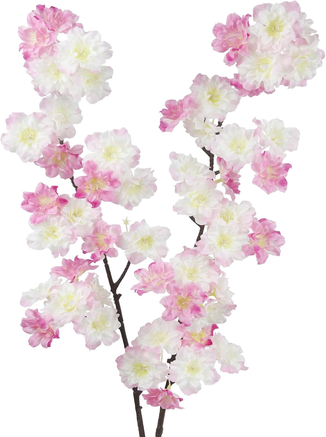 2 Pcs Artificial Cherry Blossom Flowers Branches 41" Faux Cherry Blossom Long Stem Orange Silk Cherry Blossom Tree Tall Fake Flower Arrangement for Home Wedding Centerpieces Fall Indoor Decor