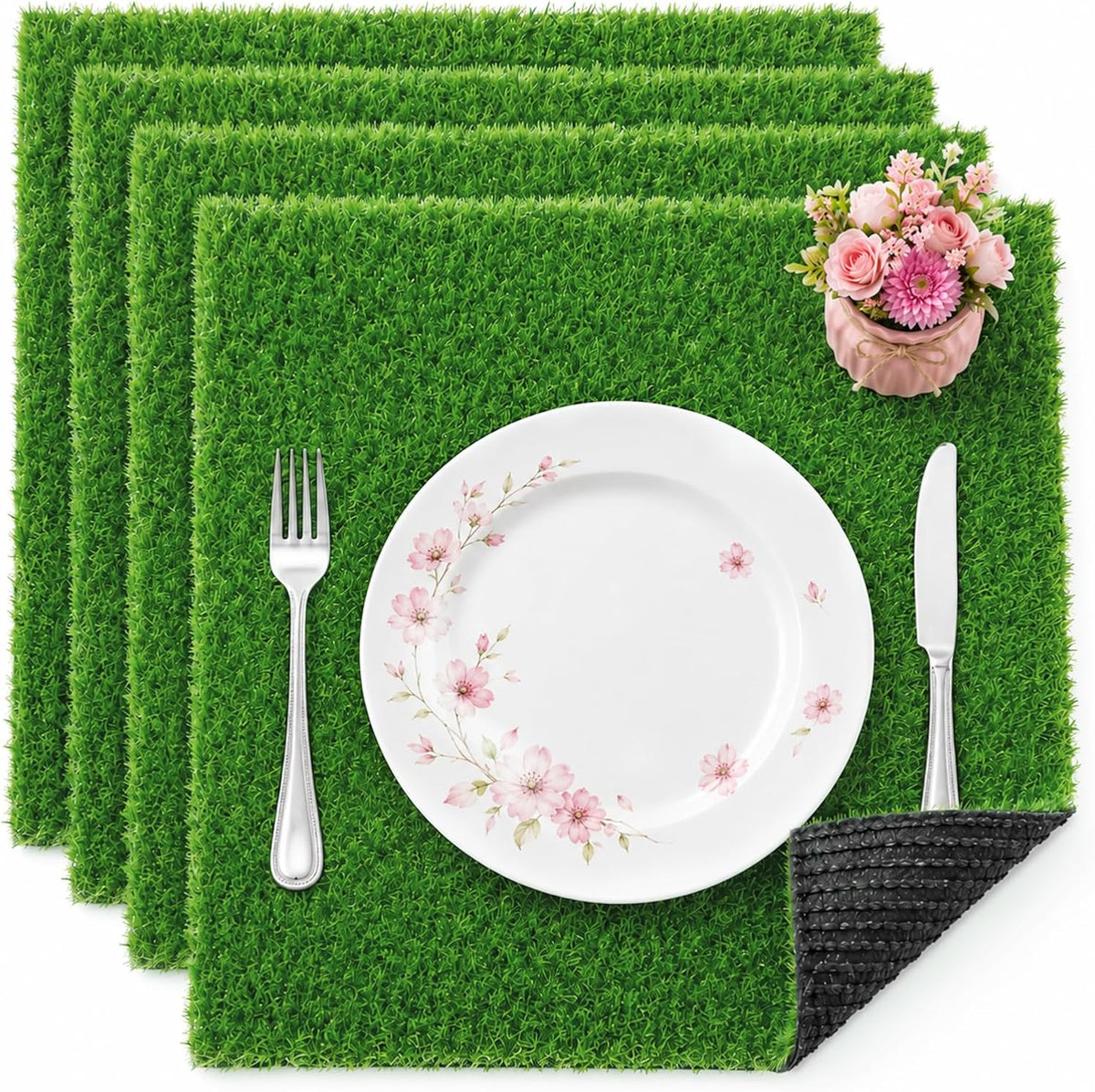 Artificial Grass Mat 12x12 Inch 8 Pack Fake Grass Turf Patch