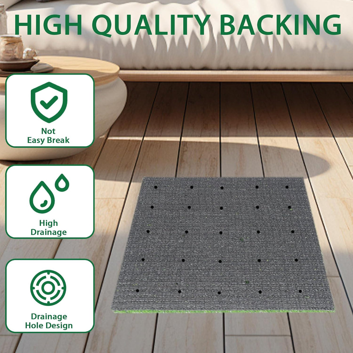 Artificial Grass Mat 12x12 Inch 8 Pack Fake Grass Turf Patch