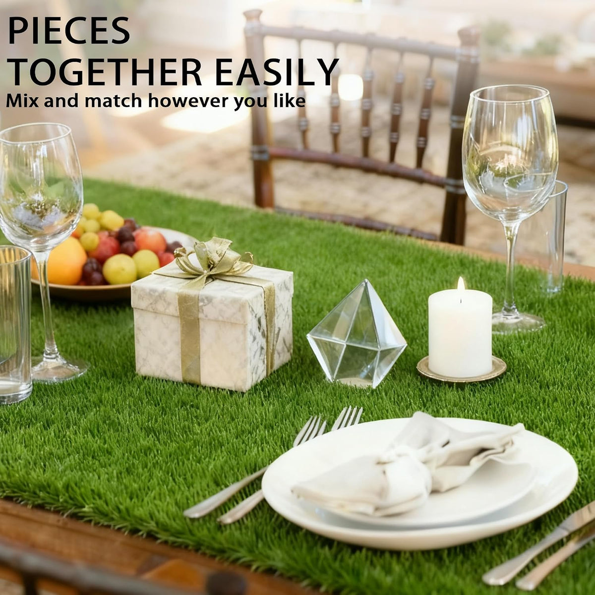 Artificial Grass Mat 12x12 Inch 8 Pack Fake Grass Turf Patch