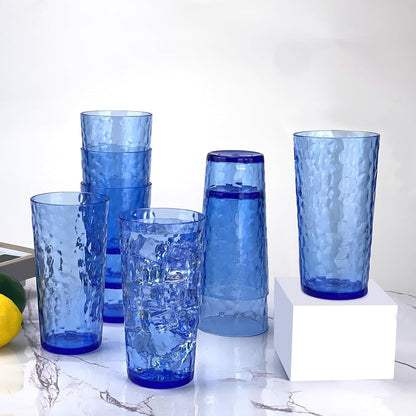 24-Ounce Plastic Tumbler Acrylic Drinking Glasses, Reusable Plastic Cups, Stackable, BPA-Free, Shatter Proof, Dishwasher Safe, Set of 8 (Yellow)