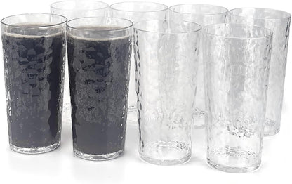 24-Ounce Plastic Tumbler Acrylic Drinking Glasses, Reusable Plastic Cups, Stackable, BPA-Free, Shatter Proof, Dishwasher Safe, Set of 8 (Yellow)