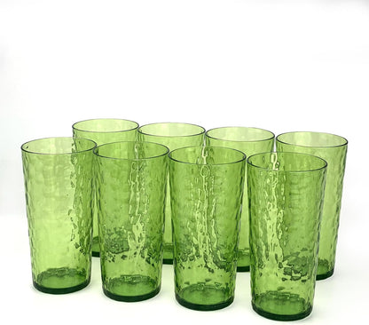 24-Ounce Plastic Tumbler Acrylic Drinking Glasses, Reusable Plastic Cups, Stackable, BPA-Free, Shatter Proof, Dishwasher Safe, Set of 8 (Yellow)