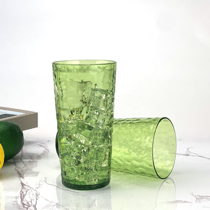 24-Ounce Plastic Tumbler Acrylic Drinking Glasses, Reusable Plastic Cups, Stackable, BPA-Free, Shatter Proof, Dishwasher Safe, Set of 8 (Yellow)
