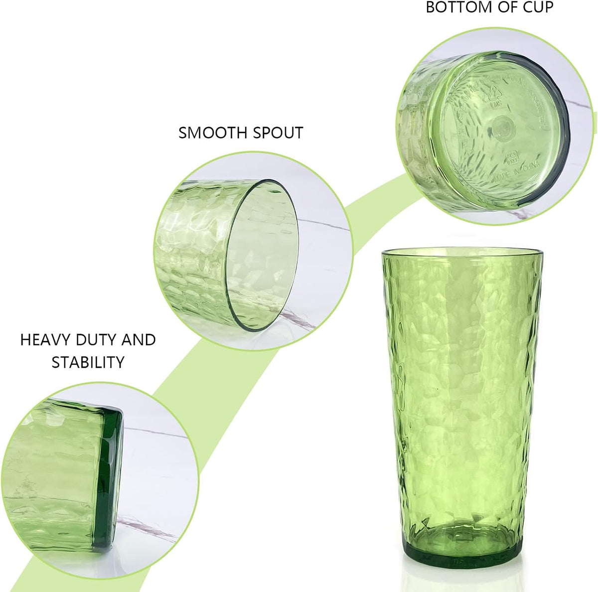 24-Ounce Plastic Tumbler Acrylic Drinking Glasses, Reusable Plastic Cups, Stackable, BPA-Free, Shatter Proof, Dishwasher Safe, Set of 8 (Yellow)