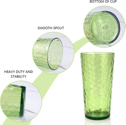 24-Ounce Plastic Tumbler Acrylic Drinking Glasses, Reusable Plastic Cups, Stackable, BPA-Free, Shatter Proof, Dishwasher Safe, Set of 8 (Yellow)