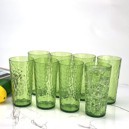 24-Ounce Plastic Tumbler Acrylic Drinking Glasses, Reusable Plastic Cups, Stackable, BPA-Free, Shatter Proof, Dishwasher Safe, Set of 8 (Yellow)