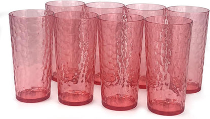 24-Ounce Plastic Tumbler Acrylic Drinking Glasses, Reusable Plastic Cups, Stackable, BPA-Free, Shatter Proof, Dishwasher Safe, Set of 8 (Yellow)