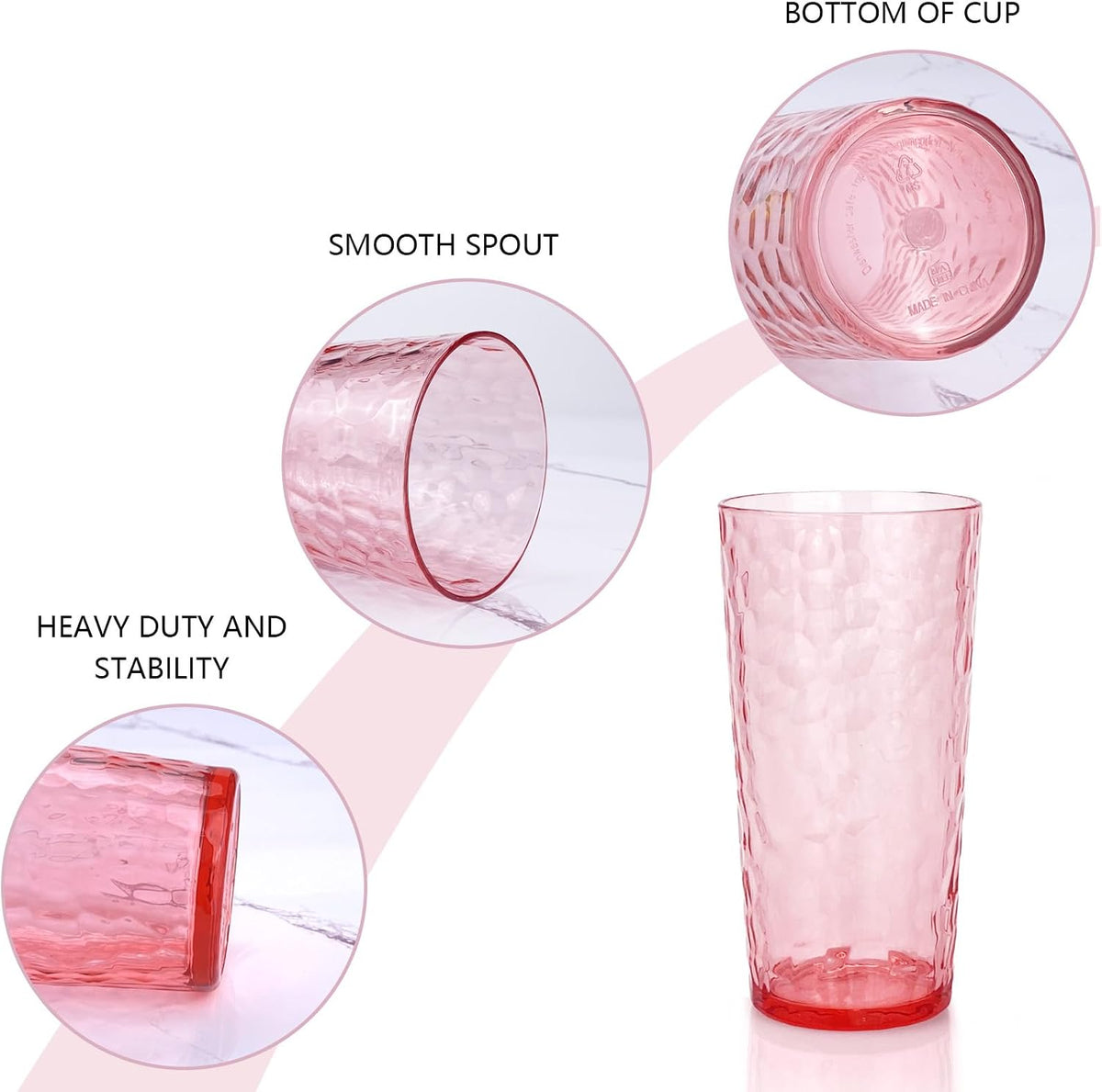 24-Ounce Plastic Tumbler Acrylic Drinking Glasses, Reusable Plastic Cups, Stackable, BPA-Free, Shatter Proof, Dishwasher Safe, Set of 8 (Yellow)