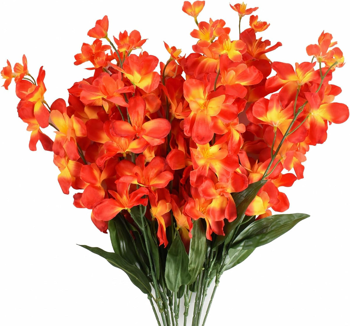 26.7'' Artificial Orchid Stems, 12Pcs Orange Silk Turquoise Orchids Flowers for Wedding Bridal Bouquet Boutonniere Wreath Table Centerpiece Outdoor Decor