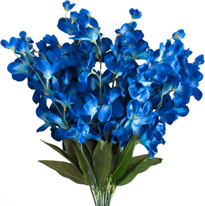 26.7'' Artificial Orchid Stems, 12Pcs Orange Silk Turquoise Orchids Flowers for Wedding Bridal Bouquet Boutonniere Wreath Table Centerpiece Outdoor Decor