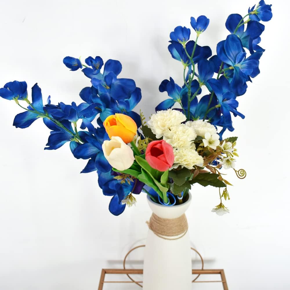 26.7'' Artificial Orchid Stems, 12Pcs Orange Silk Turquoise Orchids Flowers for Wedding Bridal Bouquet Boutonniere Wreath Table Centerpiece Outdoor Decor