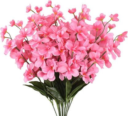 26.7'' Artificial Orchid Stems, 12Pcs Orange Silk Turquoise Orchids Flowers for Wedding Bridal Bouquet Boutonniere Wreath Table Centerpiece Outdoor Decor