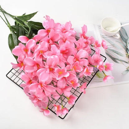 26.7'' Artificial Orchid Stems, 12Pcs Orange Silk Turquoise Orchids Flowers for Wedding Bridal Bouquet Boutonniere Wreath Table Centerpiece Outdoor Decor