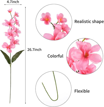 26.7'' Artificial Orchid Stems, 12Pcs Orange Silk Turquoise Orchids Flowers for Wedding Bridal Bouquet Boutonniere Wreath Table Centerpiece Outdoor Decor