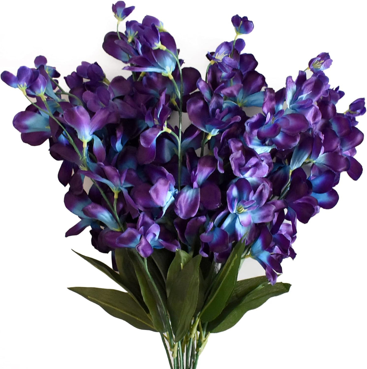 26.7'' Artificial Orchid Stems, 12Pcs Orange Silk Turquoise Orchids Flowers for Wedding Bridal Bouquet Boutonniere Wreath Table Centerpiece Outdoor Decor