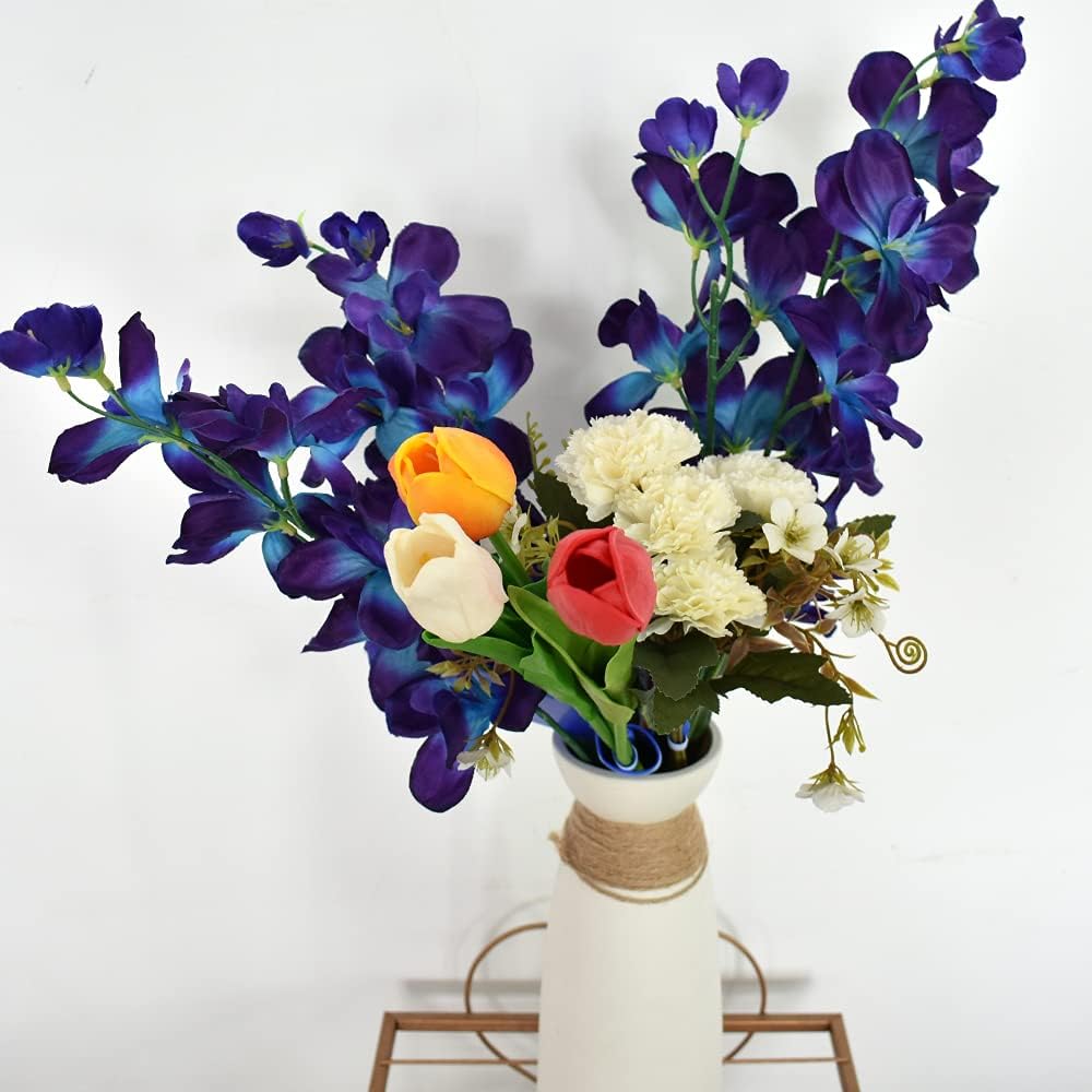 26.7'' Artificial Orchid Stems, 12Pcs Orange Silk Turquoise Orchids Flowers for Wedding Bridal Bouquet Boutonniere Wreath Table Centerpiece Outdoor Decor