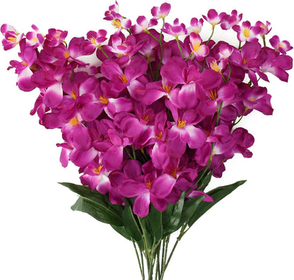 26.7'' Artificial Orchid Stems, 12Pcs Orange Silk Turquoise Orchids Flowers for Wedding Bridal Bouquet Boutonniere Wreath Table Centerpiece Outdoor Decor