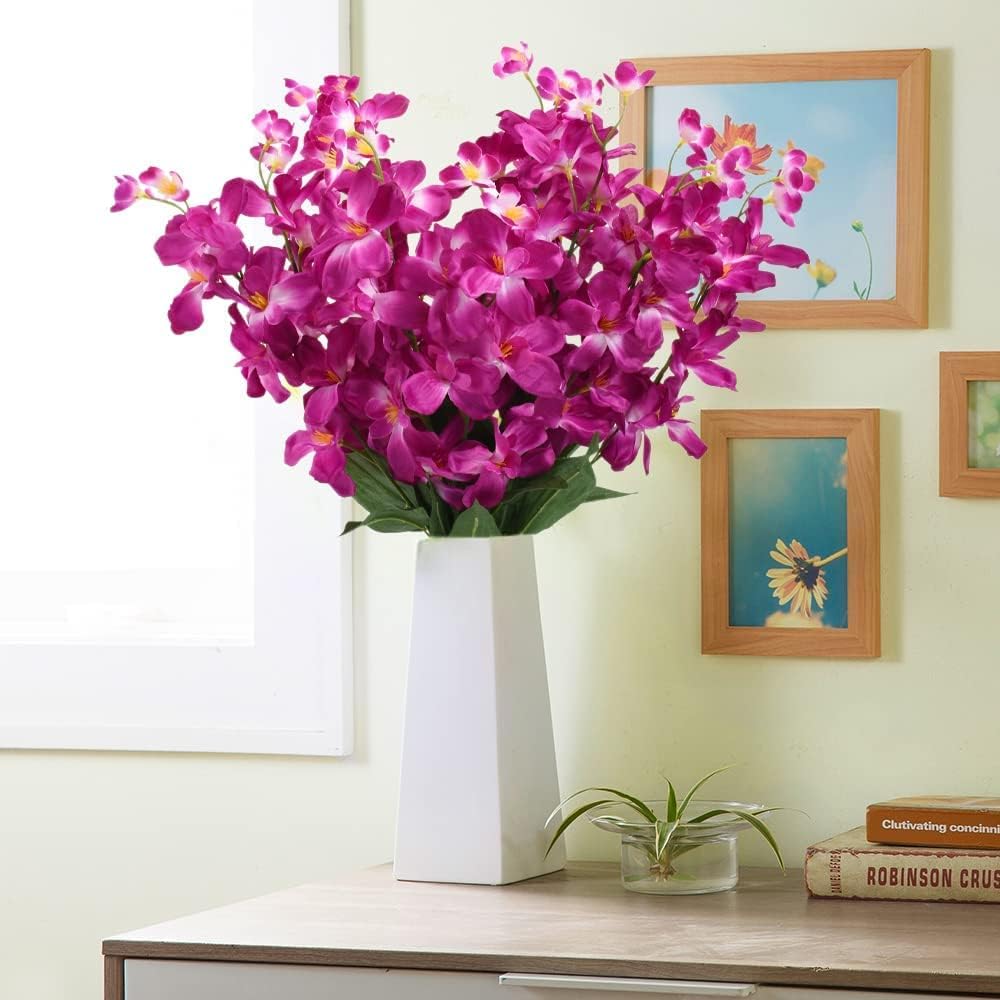 26.7'' Artificial Orchid Stems, 12Pcs Orange Silk Turquoise Orchids Flowers for Wedding Bridal Bouquet Boutonniere Wreath Table Centerpiece Outdoor Decor
