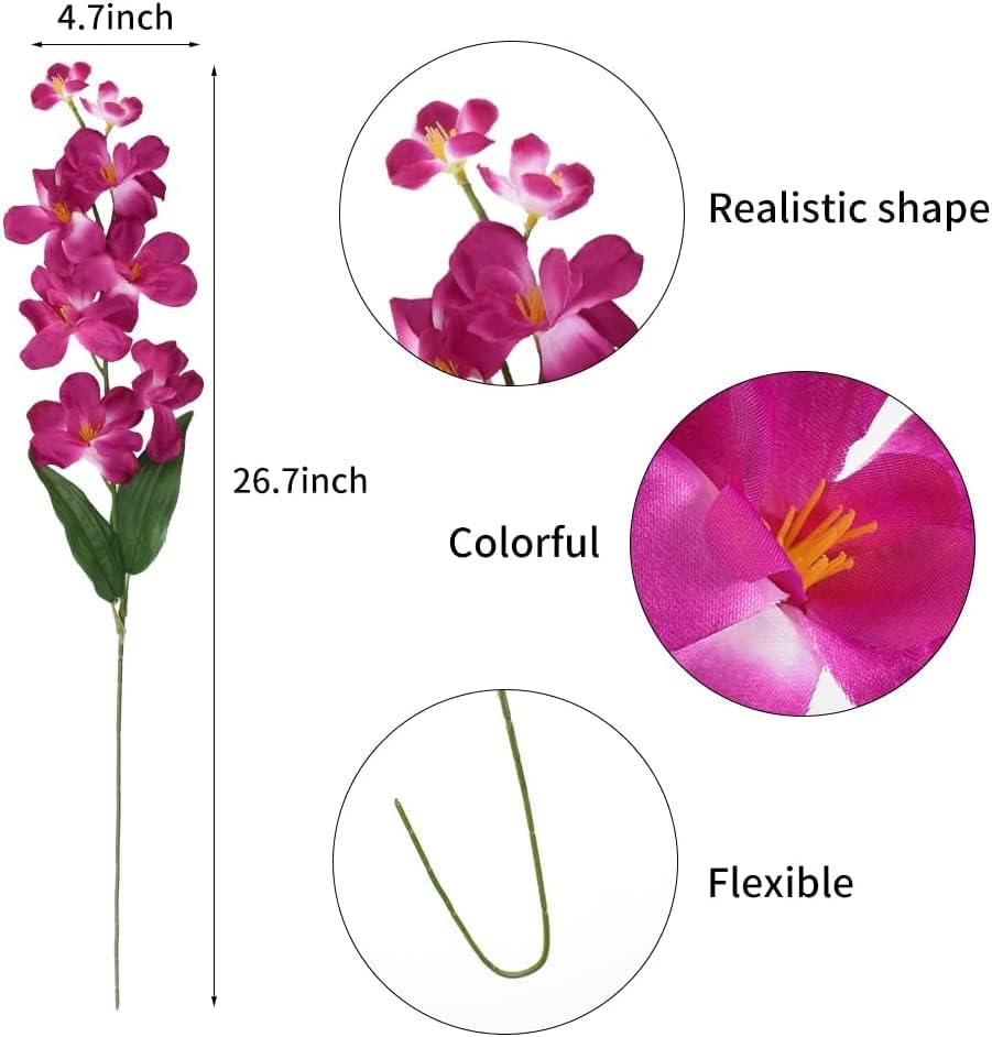 26.7'' Artificial Orchid Stems, 12Pcs Orange Silk Turquoise Orchids Flowers for Wedding Bridal Bouquet Boutonniere Wreath Table Centerpiece Outdoor Decor