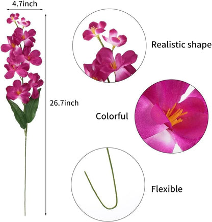 26.7'' Artificial Orchid Stems, 12Pcs Orange Silk Turquoise Orchids Flowers for Wedding Bridal Bouquet Boutonniere Wreath Table Centerpiece Outdoor Decor
