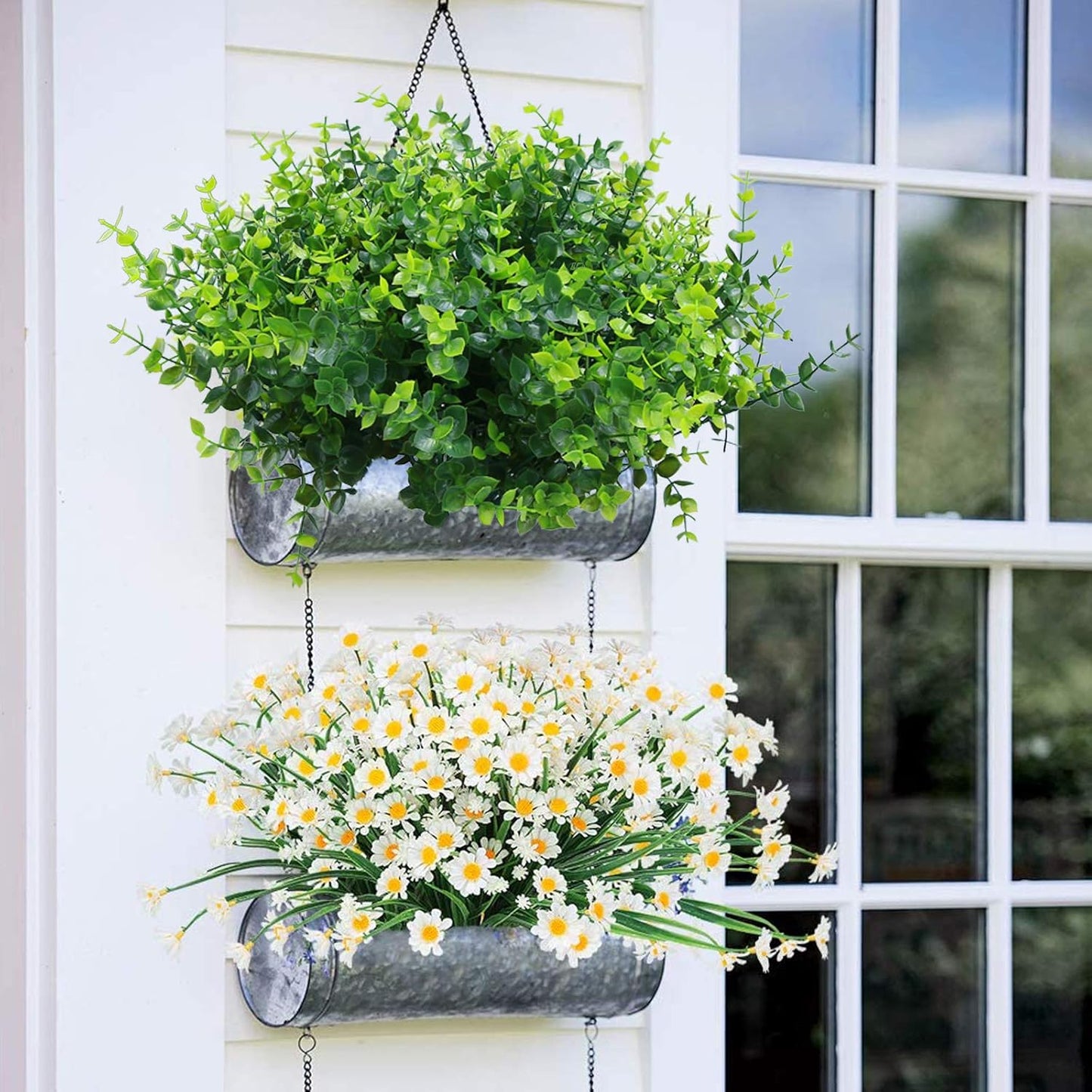 ‌8 Pack Fake Hanging Plants Weeping Willlow Vines UV Resistant Artificial Ivy Greenery Stems for Indoor Outdoor Home Porch Garden Decor