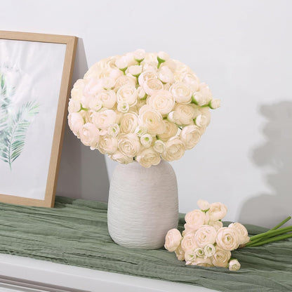 5 Bouquets Cream Ranunculus Artificial Flowers | 30 Pcs Silk Mini Faux Ranunculus Bouquet for Wedding, Bridal Shower, Centerpieces, and DIY Decorations